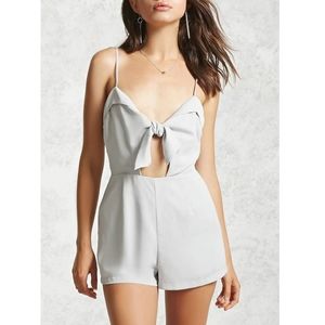 F21 Contemporary Bow Tie Woven Romper